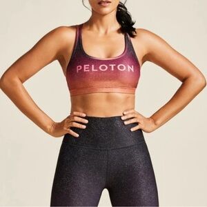 Peloton Women's Sunrise Fade Ombre Sports Bra - Pink and Black, medium